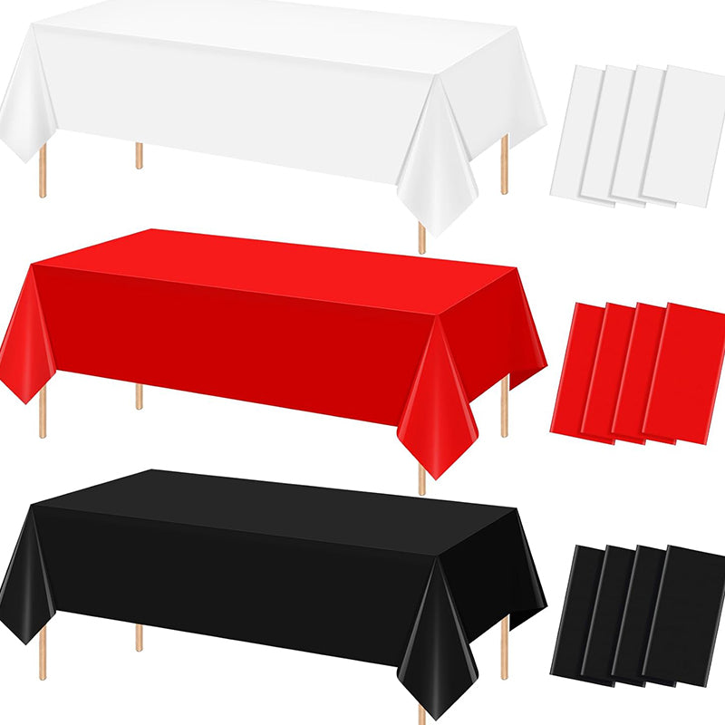 zhengao 12pcs Disposable Party Tablecloths (black + red + white combination) Solid color Birthday party decorations fallow
