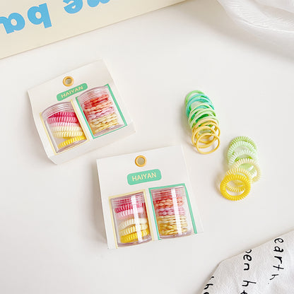 haiyan Small Round Bottle Small Circle Set  Black phone wire scrunchie rubber band scrunchie children do not hurt hair