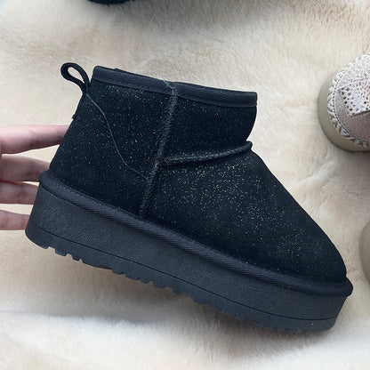 zhenai cowhide snow boots