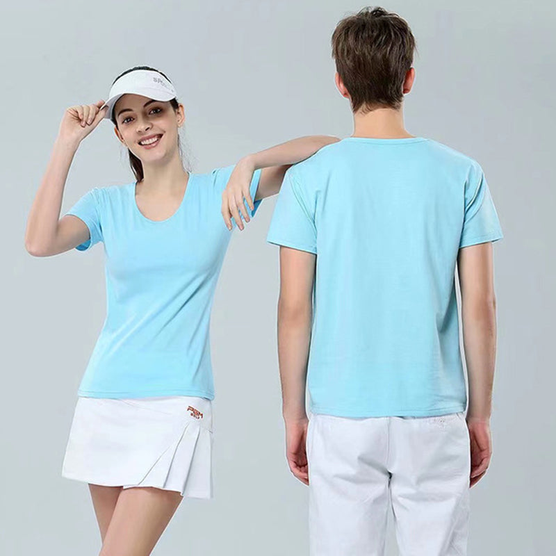 puyang Solid color T-shirt (ask customer service for price)  U-neck cool short sleeves