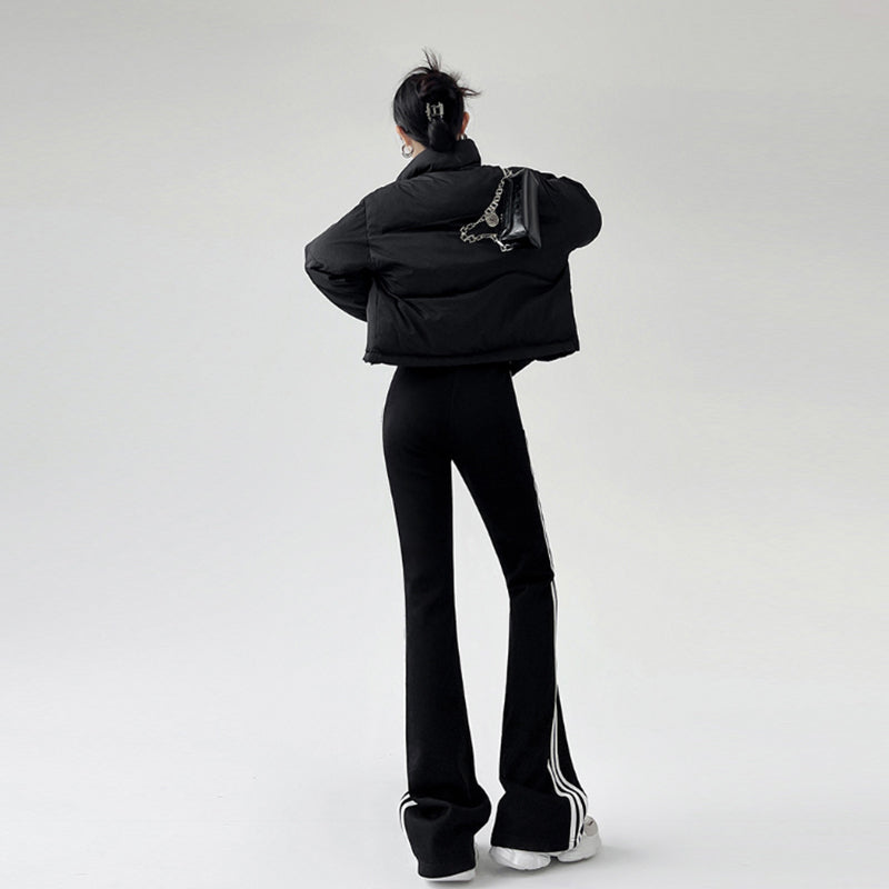 puyang Vertical Stripe Flared Pants (ask customer service for price)  Micro yoga pants horseshoe pants slim slim sweatpants