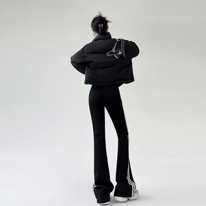 puyang Vertical Stripe Flared Pants (ask customer service for price)  Micro yoga pants horseshoe pants slim slim sweatpants