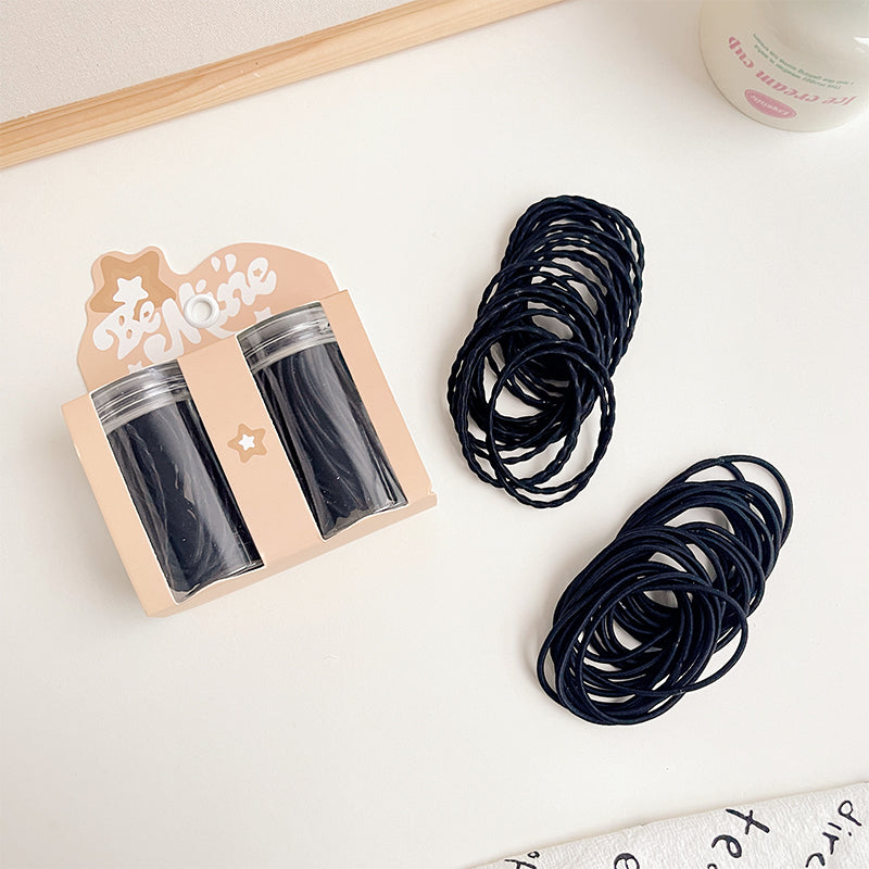 haiyan Small Round Bottle Small Circle Set  Black phone wire scrunchie rubber band scrunchie children do not hurt hair
