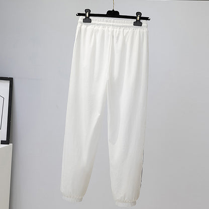 puyang Vertical Stripe Sweatpants (ask customer service for price)  Tight-cut sweatpants Slim casual pants Loose bunched ankle sweatpants
