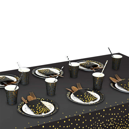 zhengao 1/6 disposable tablecloths with gold dot printing on black background Table cloth Receive a distinguished guest Conference tablecloth