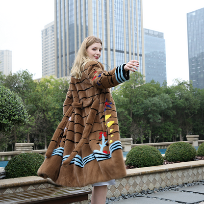 leibao Suit collar pattern mink long coat (price please ask customer service)